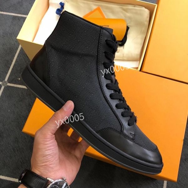 

luxury boots fashion classic men's casual shoes leather trainer shoes men high shoes size38-45, Black