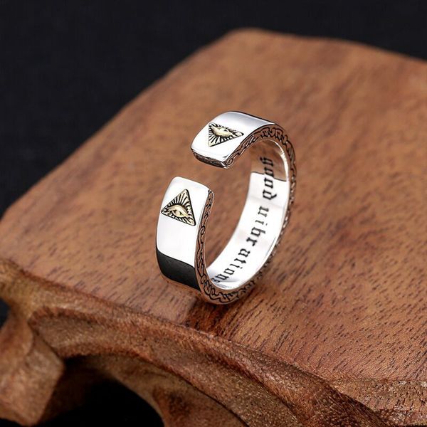 

10pcs men's punk providence eye of horus opening adjustable ring fashion hip hop trend jewelry gift, Silver