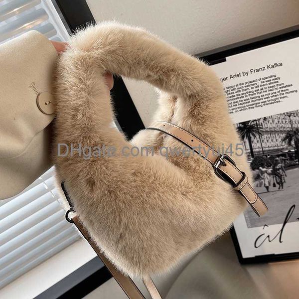 

qwertyui45 totes fur women's small hand bag luxury warm plush crossbody bags for women fashion furry short handle clutch cute ladies sh