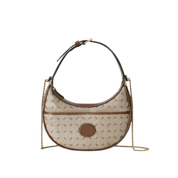 

designer half-moon shaped mini bag crescent handbag vintage purse retro chain crossbody shoulder bags canvas classic letter printed zipper c