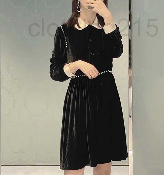 

casual dresses designer rivet velvet dress sweet little black thin thickness moderate apricot color real silk acetic acid lapel 4ynu, Black;gray