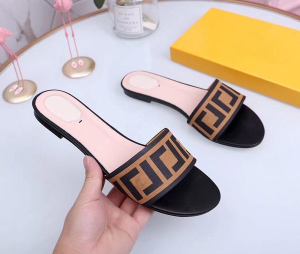 

designer slides slippers women black withe banded flats sandals leather embellished baguette pattern ladies letter beach flip flops with box