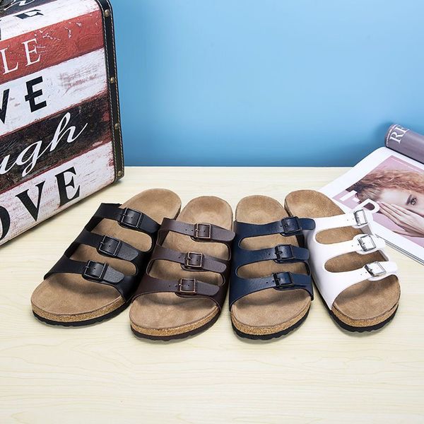 

casual shoes 2023 boston scuffs mens womens three-button sandal slippers leather clogs cork flat fashion leather slide outdoor beach sandals, Black