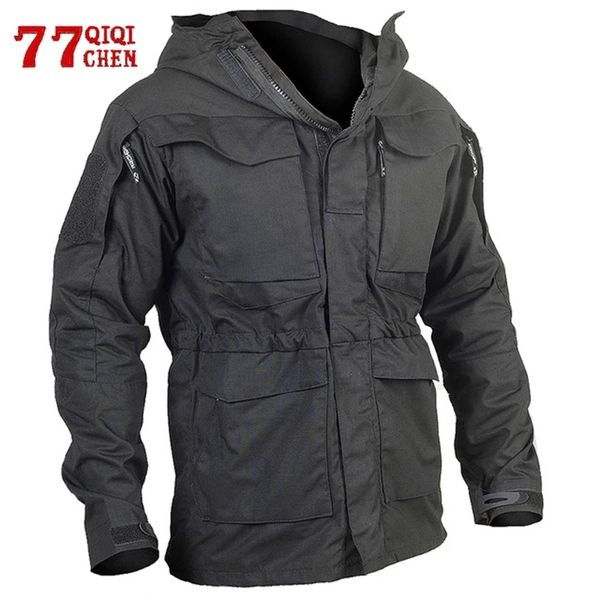 

mens jackets m65 us army tactical hooded jacket casual camouflage windbreaker waterproof flight pilot coat hoodie military field male 230214, Black;brown