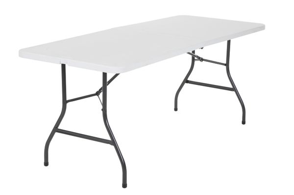 

6 foot folding table in white speckle