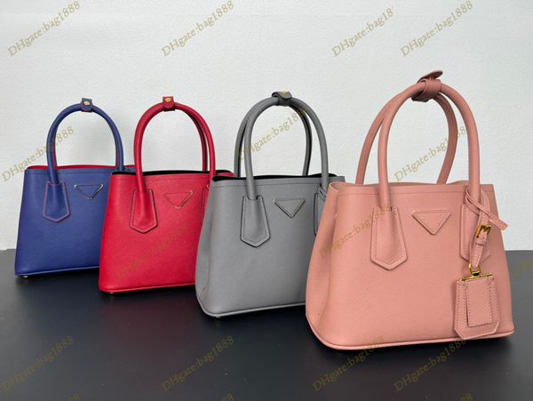 

double shopping bag luxury designer women's bag classic cross grain cowhide double compartment handbag fashion triangle label single sh