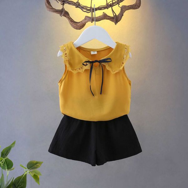 

clothing lzh summer clothes for newborns baby sets sleeveless shorts piece set toddler girls suit casual kids outfit years, White