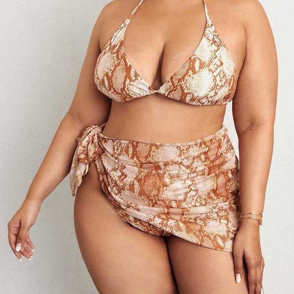 

fat woman plus size bikini print swimsuit split triangle for women, White;black