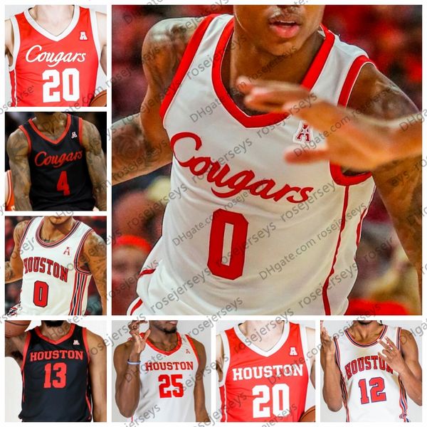 

custom ncaa houston cougars basketball jersey 0 marcus sasser 12 tramon mark 13 j'wan roberts 25 jarace walker 1 jamal shead men women, Black