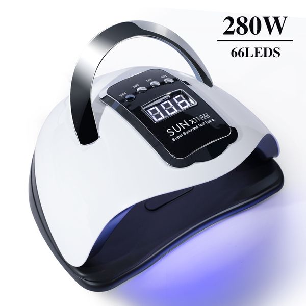 

nail dryers sun x11 max uv led lamp for manicure 280w gel polish drying machine with large lcd touch 66leds smart dryer 230214