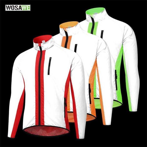 

outdoor t-shirts wosawe full reflective cycling jacket men motorcycle bike jacket windproof waterproof running waterproof reflective clothin, Gray;blue