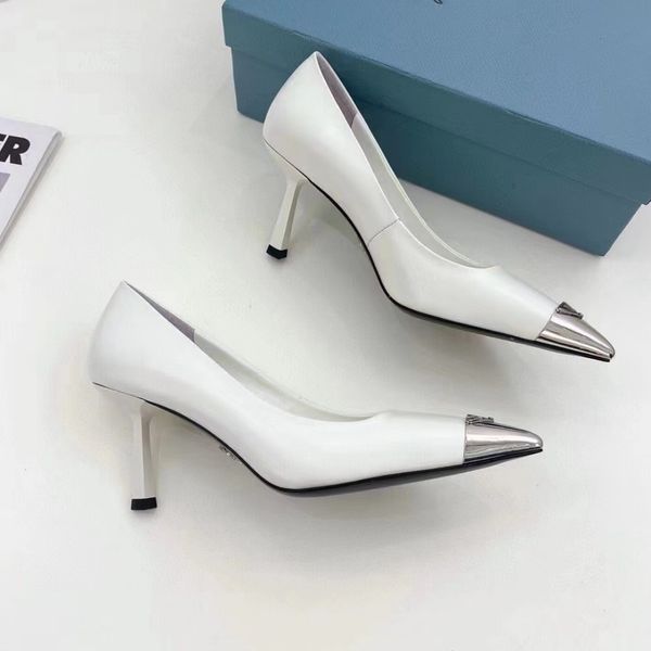 

dress shoes high heel sandals wrapped toe pointed middle heels leather elastic band luxury designer spring and summer 7.5cm slim heel weddin, Black