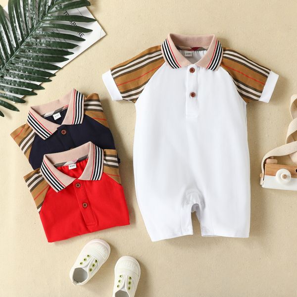 

baby rompers pure cotton newborn romper boys girls designer print summer luxury short-sleeved sleeve jumpsuit newborn clothes, Blue
