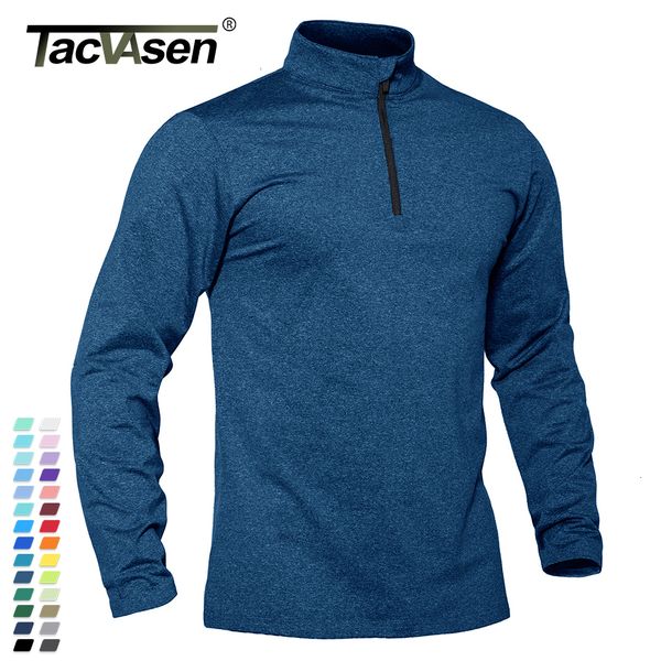 

mens tshirts tacvasen springfall thermal sports sweater 14 zipper breathable gym running t shirt pullover male activewear 230214, White;black