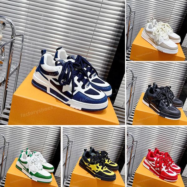 

designer casual shoes men skate sneakers rubber platform trainers genuine leather sneaker multicolor lace-up 1894 trainer fashion running sh, Black