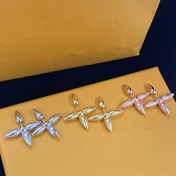 

3colors with box fashion stud earrings for women gold silver designers earring jewelry luxury letters l studs hoops, Golden;silver