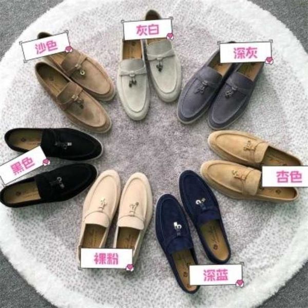 

italy designer loropiana shoes lp pure soft sole loafers put on lazy women's flat shoes deerskinu1k7, Black;white