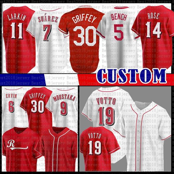 

joey votto johnny bench cincinnati baseball jersey barry larkin pete rose eugenio suarez mike ken griffey jr moustakas jonathan india chase, Blue;black