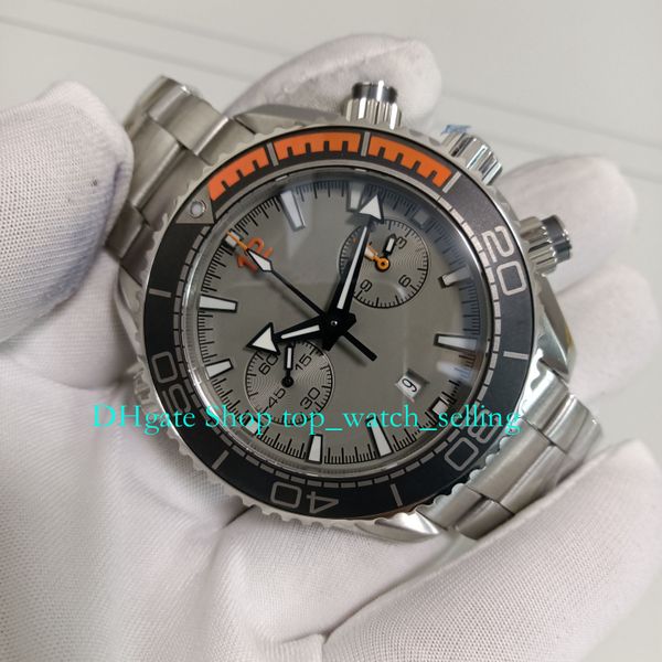 

watches chrono for mens grey dial sapphire glass ceramic bezel 600m steel bracelet 45.5mm om factory cal.9900 movement automatic chronograph, Slivery;black