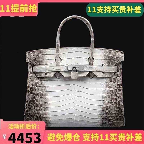 

handbag herme birkin himalayan genuine leather bags handbags pure crocodile skin women's himalayan white bag style luxury have logo