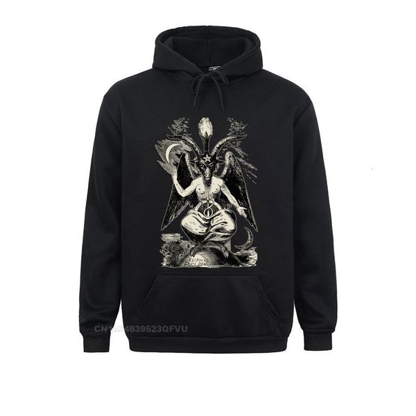 

men s hoodies sweatshirts men baphomet vintage pullover camiseta devil lucifer demon teufel harajuku graphic printed 230213, Black