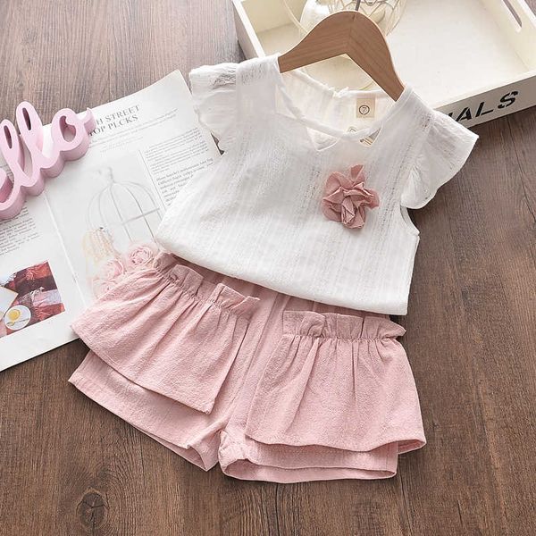 

sets new summer baby girls set flare sleeve children clothing white and shorts for girl suit kids clothes t