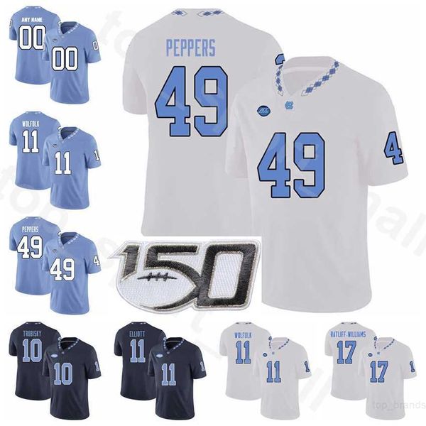 

ncaa college north carolina tar heels football julius peppers jersey mitchell trubisky tarik cohen nathan elliott anthony ratliff-williams, Black