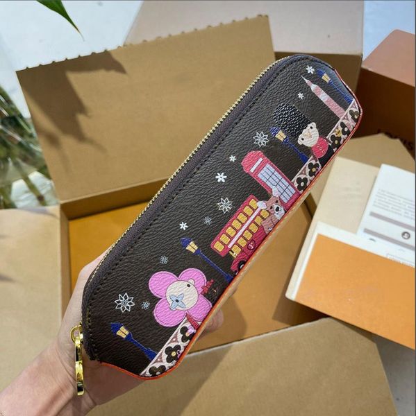 

sunflower wallet luxury brand gradient colorful letter leopard women portable wallets famous men wallets clutch bag pencil case storage purs, Red;black