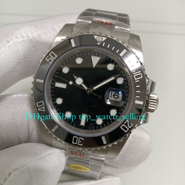 

7 style 904l steel automatic watches for mens classic 40mm black dial ceramic bezel folding clasp cal.2836 movement mechanical v12 waterproo, Slivery;black
