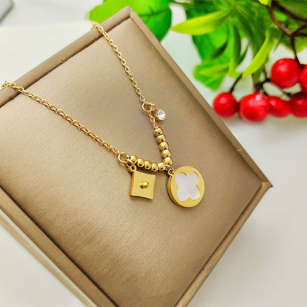

18k gold clover pendant necklace jewelry for women gift, Silver