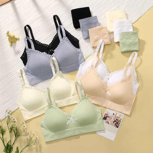 

bra set lingerie student underwear girl style high school small thin during development gathered and adjusted, Red;black
