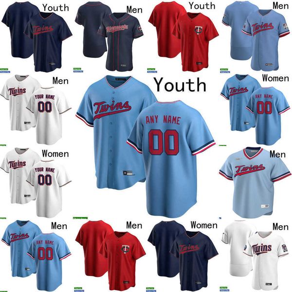 

men women youth minnesota 27 ryan jeffers 1 nick gordon 21 tyler duffey 3 harmon killebrew 34 kirby puckett 22 miguel sano baseball jersey t, Blue;black