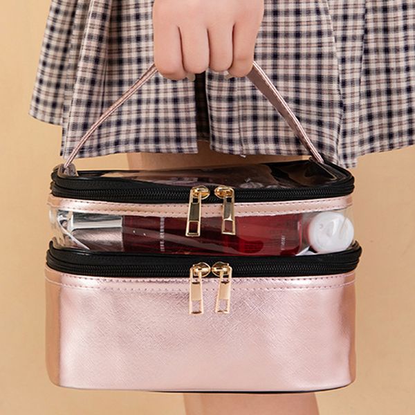 

cosmetic bags cases makeup bag multifunction double transparent cosmetic bag women big capacity travel makeup organizer case toiletry beauty