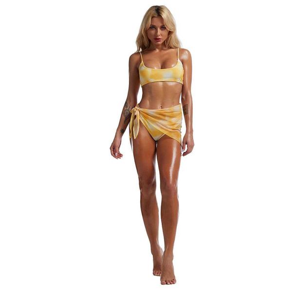 

bikini tulle tie dyed zhejiang color changing split swimwear womens three, White;black