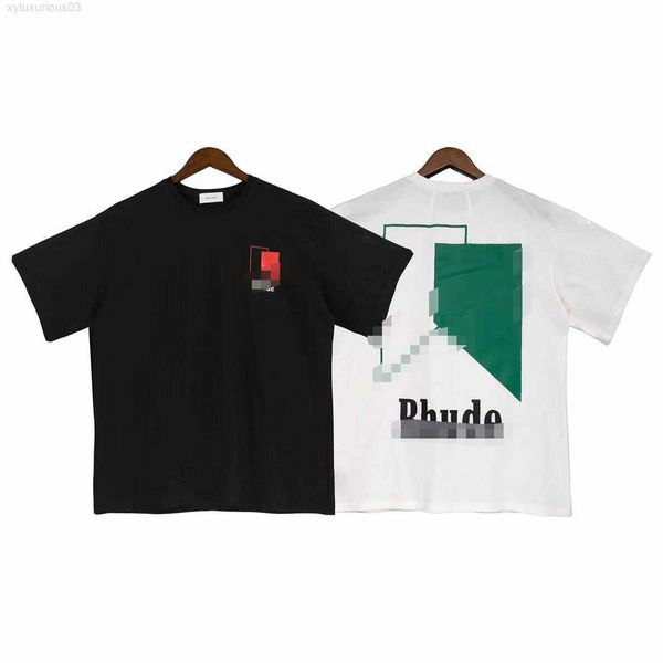 

2022 fashion brand rhude men's and women's t shirts cartoon letter printing round neck, White;black