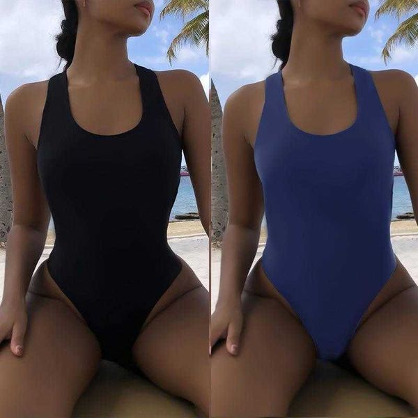

swimwear solid color sling backless one piece swimsuit womens triangle, White;black