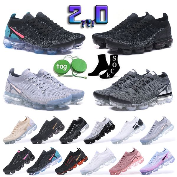 

laceless moc 2 fly 2.0 running shoes triple black white pure platinum men women outdoor designer punch jade rust pink knit solosneakers