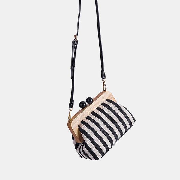 

shoulder bags vintage striped wooden clip bags shell bag luxury brand shoulder bags women messenger crossbody bag women canvas handbags g230