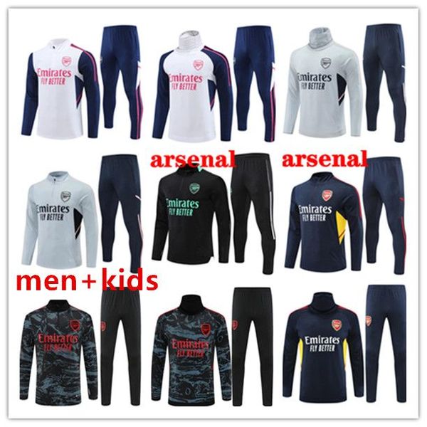 

22/23 arsen football soccer tracksuit jerseys tracksuit gunners training suit odegaard thomas tierney smith rowe transport men kids kit, Black