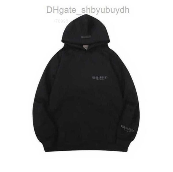 

men's hoodies sweatshirts luxury ess essentials jackets men women chest letter pullover hooded hip hop loose sweatshirt sweater casmil, Black