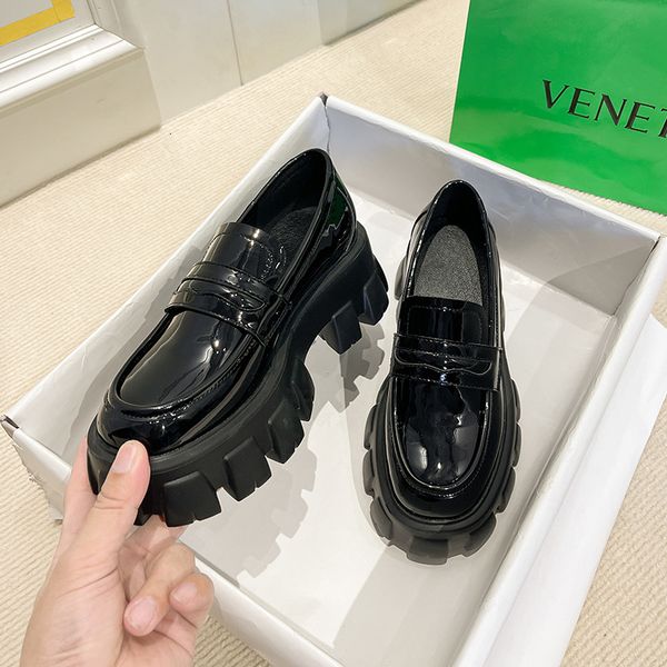 

dress shoes women's shoes spring and autumn british style punk platform shoes slip-on loafers fashion small leather shoes women 230213, Black