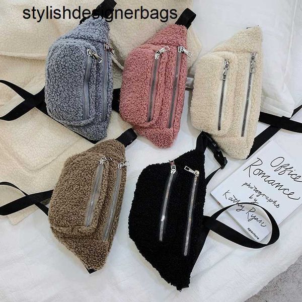 

cross body girls winter lamb wool fleece fanny pack crossbody purse plush waist pack bum bag for women 0214v23