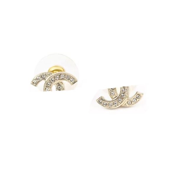

1.15cm mini fashion stud earrings diamond crystal woman luxury designer earring c letter jewelry women 18k diamond wedding gifts, Golden;silver