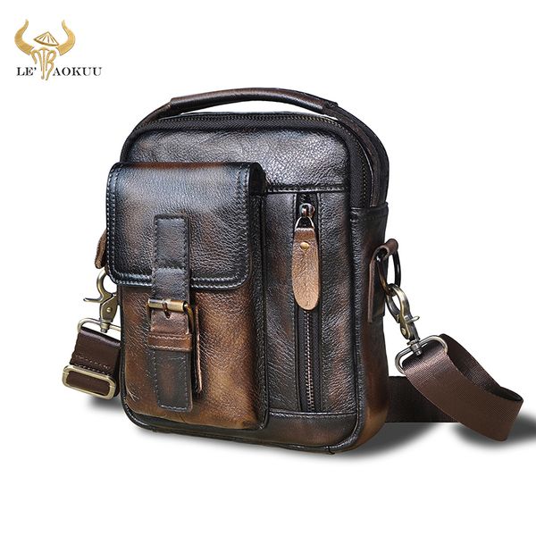 

evening bags natural leather male vintage design shoulder messenger bag fashion crossbody bag 8" tablet tote mochila satchel bag 2070 2