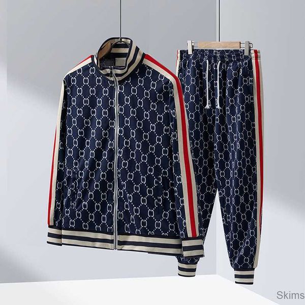 

mens tracksuits fashion suit spring autumn jacket add pants sportswear casual style suits, Gray