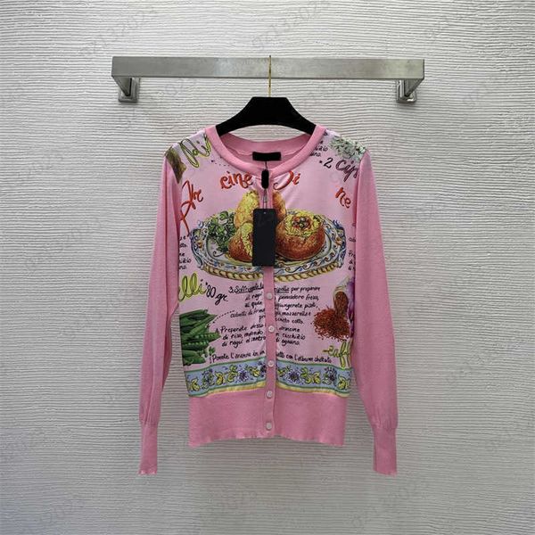 

fashion brand sweater colour letter printing crewneck knitted cardigan stretchy soft fabric button long sleeve slim knitwear womens clothes, White;black