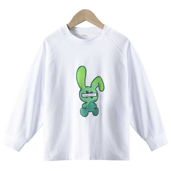 

clothing sets chao-brand loose long-sleeved chil1en's t-shirt spring 2023 new boys' bottom shirt middle and big boys' spring, White