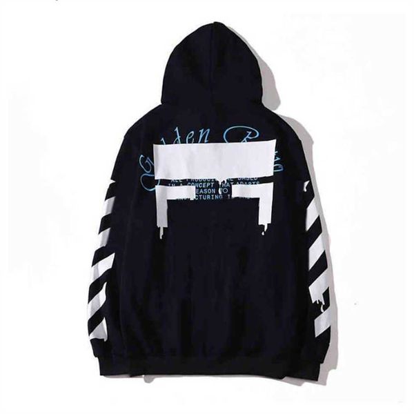 

loose classic mens offs sweatshirts designer fashion hoodies pullover hip hop oil paint back arrow men women hooded casual hoodie, Black