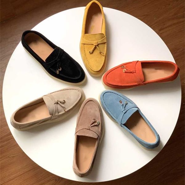 

italy designer loropiana shoes dongguan high-quality cashmere lp women's shoes flat casual suede lefu shoes tassel soft soled slacker s, Black;white