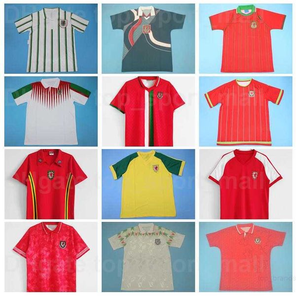 

national team 1976 1979 1982 1984 wales retro soccer jerseys vintage classic 4 jones 11 bale red white football shirt kits 1990 1992 1994 19, Black;yellow